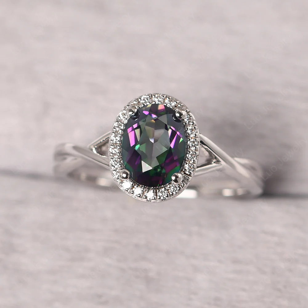 Mystic Topaz Oval Halo Ring