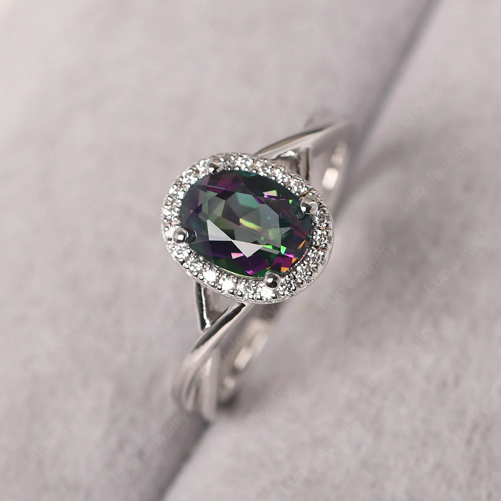 Mystic Topaz Oval Halo Ring - Image 2
