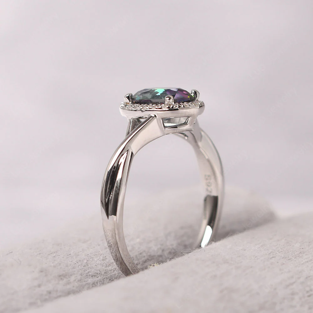 Mystic Topaz Oval Halo Ring - Image 4
