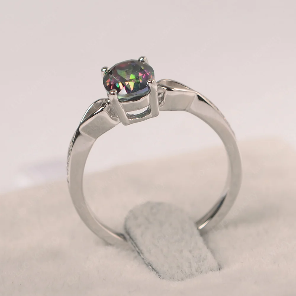 Oval Mystic Topaz Delicate Engagement Ring - Image 2
