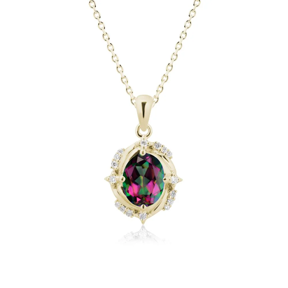 Oval Mystic Topaz Shooting Star Pendant Necklace - Image 3