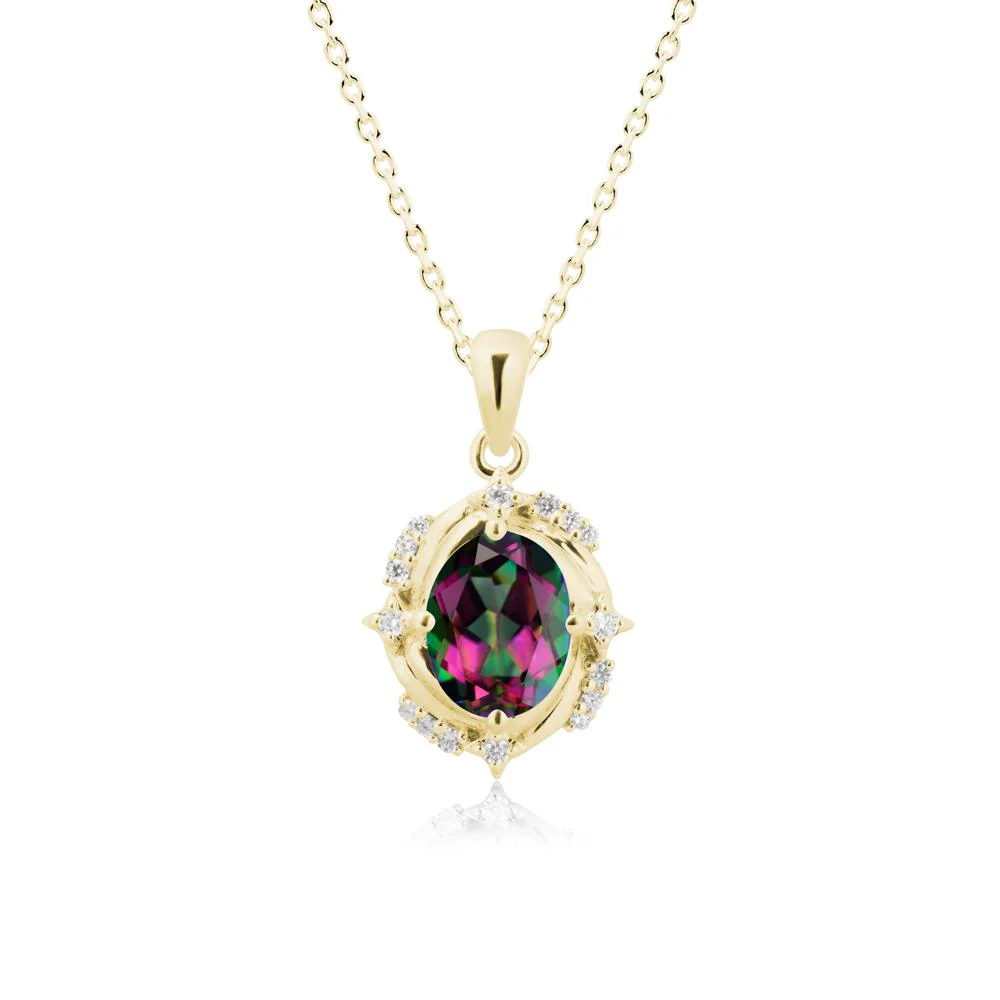 Oval Mystic Topaz Shooting Star Pendant Necklace - Image 6