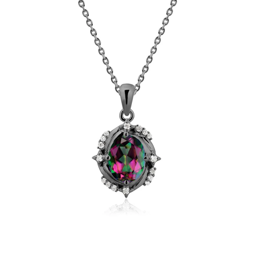 Oval Mystic Topaz Shooting Star Pendant Necklace - Image 7