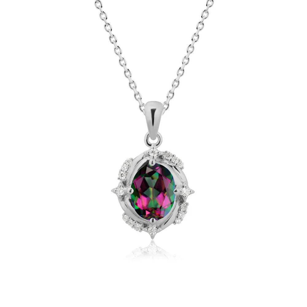 Oval Mystic Topaz Shooting Star Pendant Necklace - Image 8