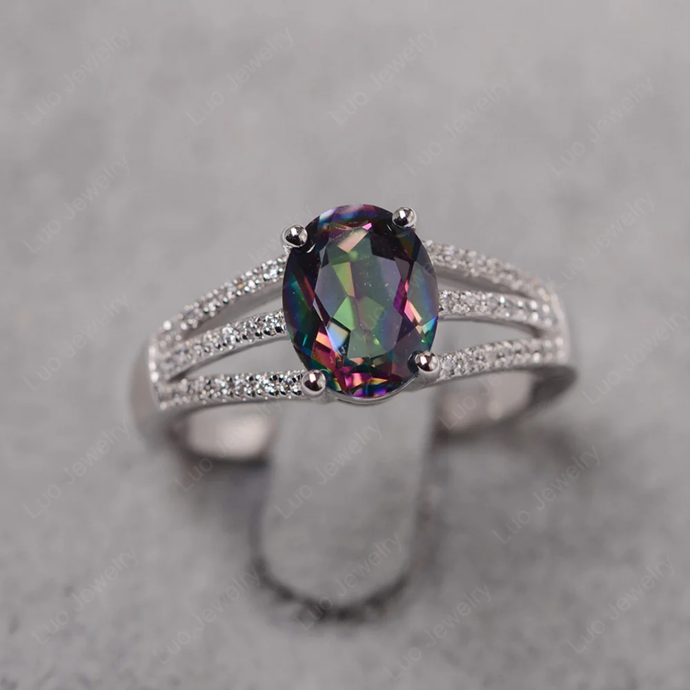 Mystic Topaz Triple Split Shank Ring