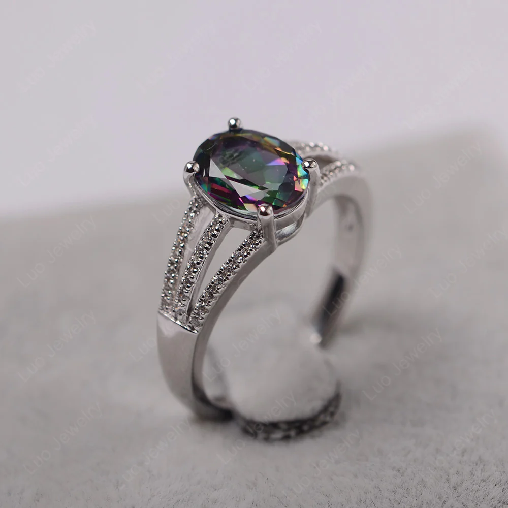 Mystic Topaz Triple Split Shank Ring - Image 2