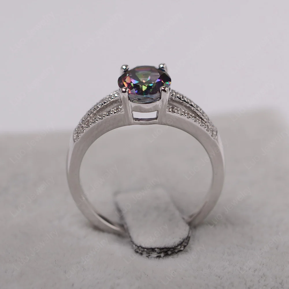 Mystic Topaz Triple Split Shank Ring - Image 3