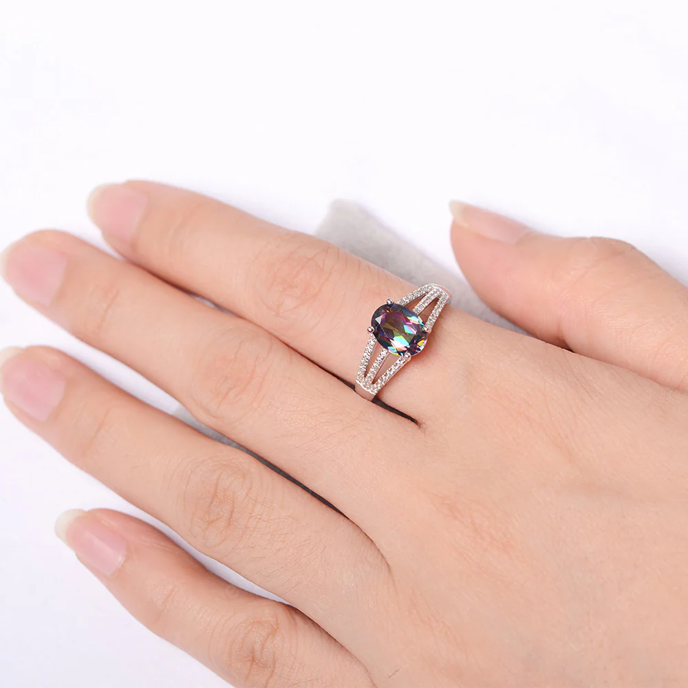 Mystic Topaz Triple Split Shank Ring - Image 4