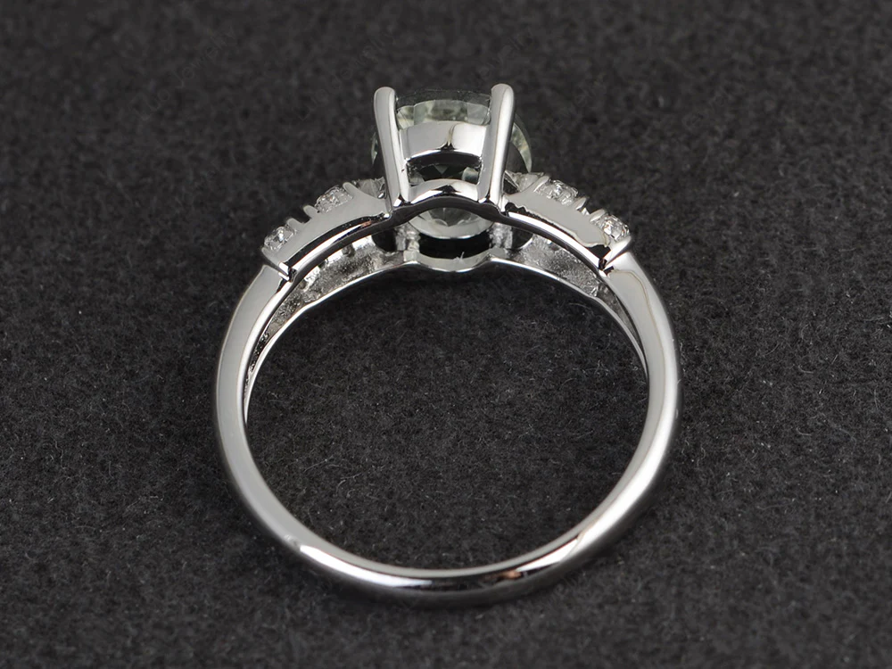Oval Cut Green Amethyst Art Deco Ring - Image 3