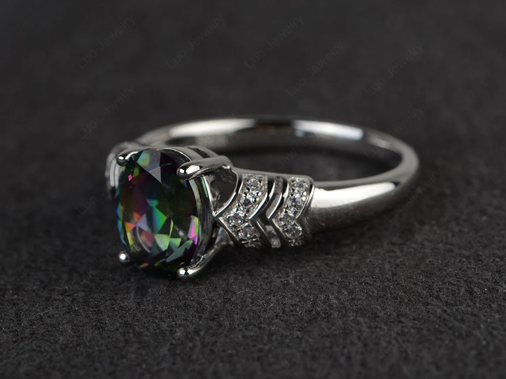 Oval Cut Mystic Topaz Art Deco Ring - Image 2