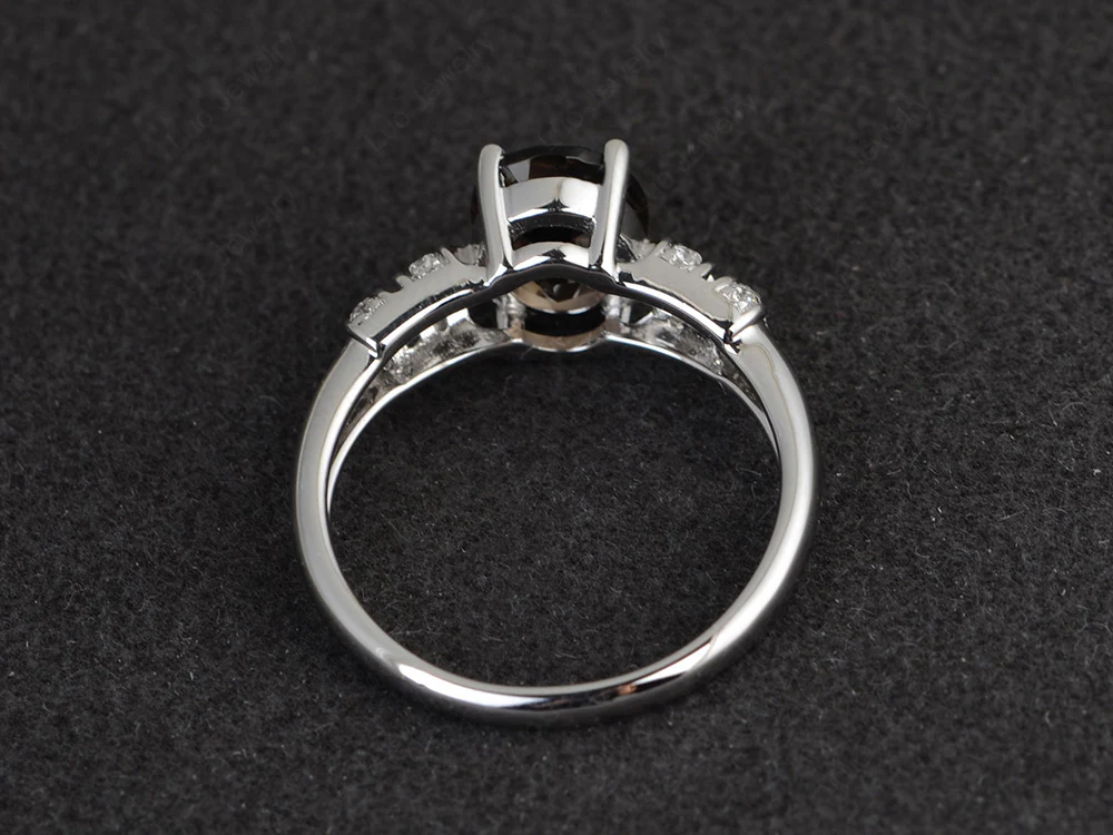 Oval Cut Smoky Quartz Art Deco Ring - Image 3