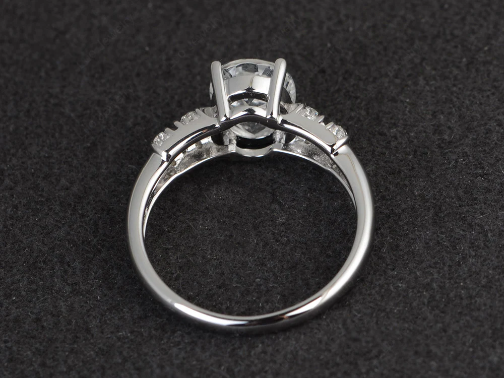 Oval Cut White Topaz Art Deco Ring - Image 3