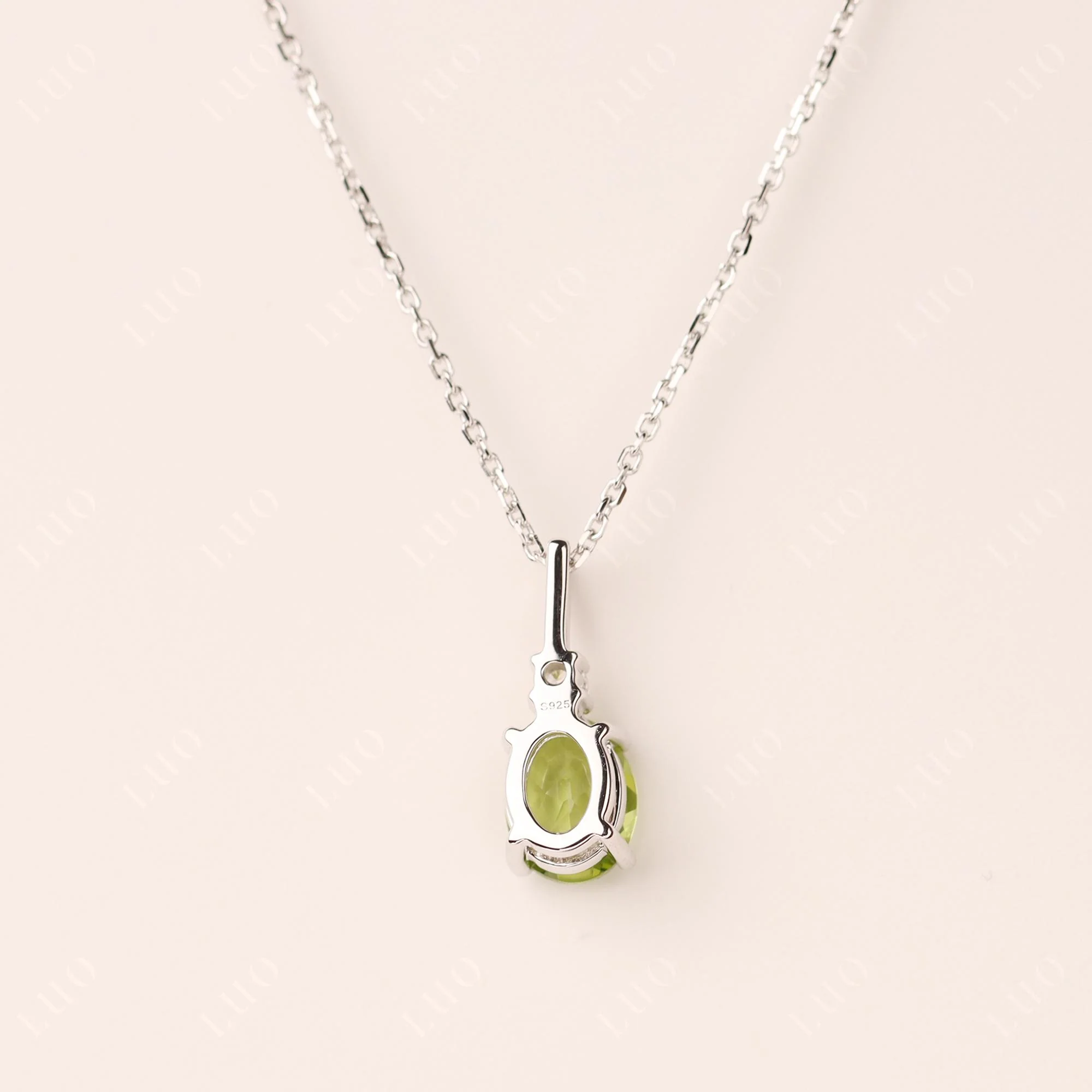 Simple Oval Peridot Necklace - Image 11