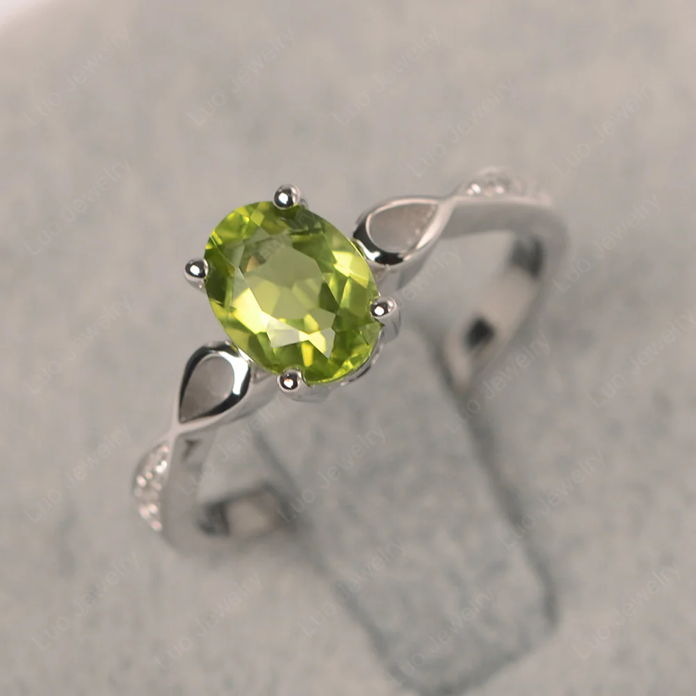 Oval Peridot Delicate Engagement Ring