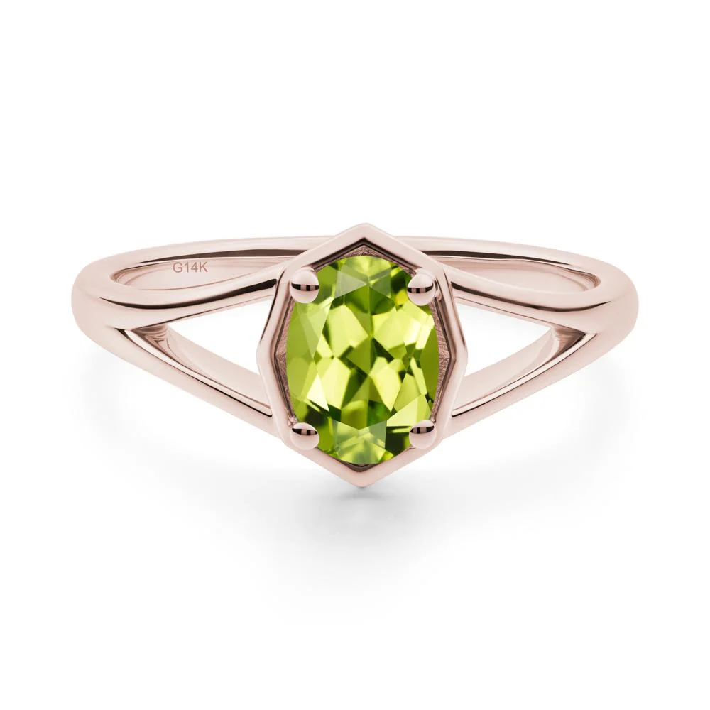 Oval Peridot Split Shank Eengagement Ring - Image 3
