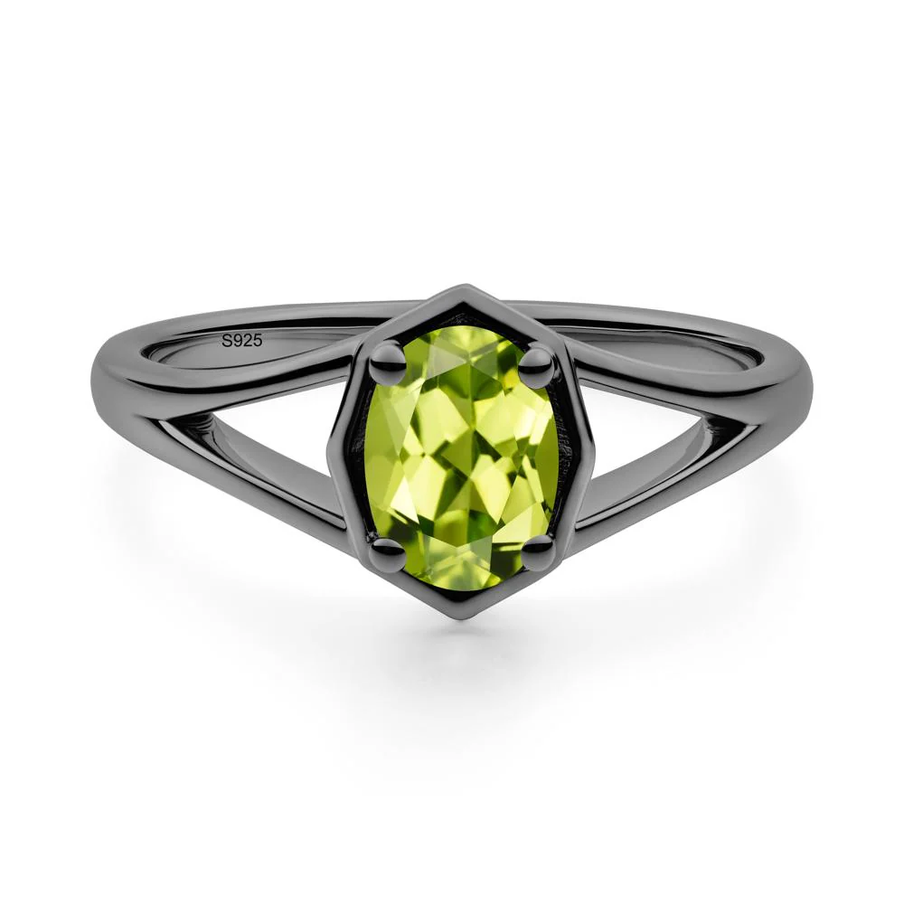 Oval Peridot Split Shank Eengagement Ring - Image 5