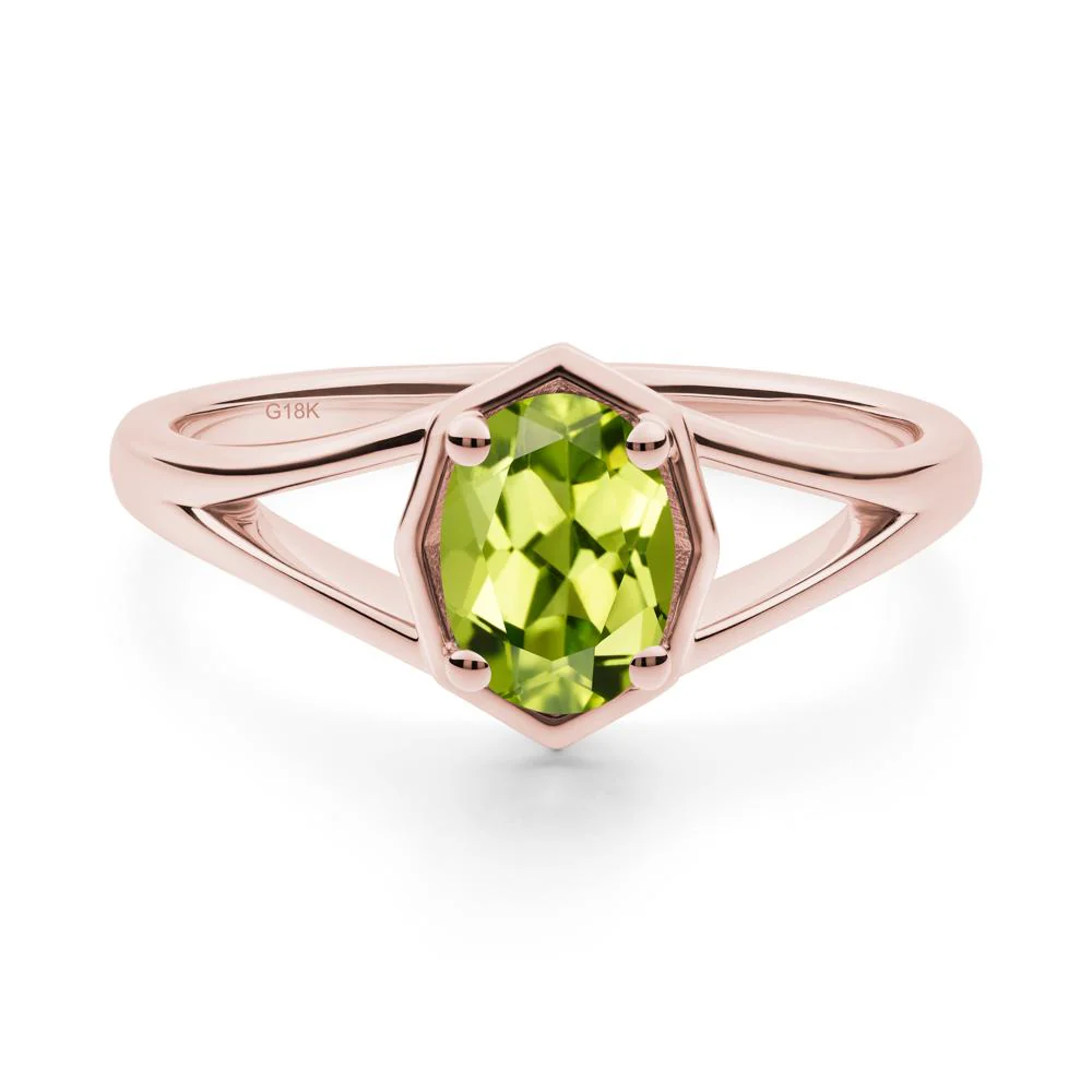 Oval Peridot Split Shank Eengagement Ring - Image 6