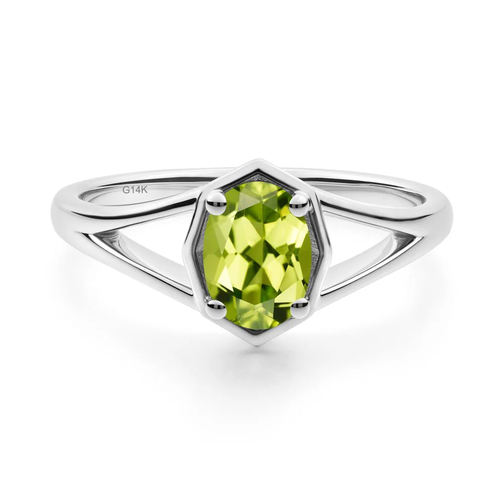 Oval Peridot Split Shank Eengagement Ring - Image 7