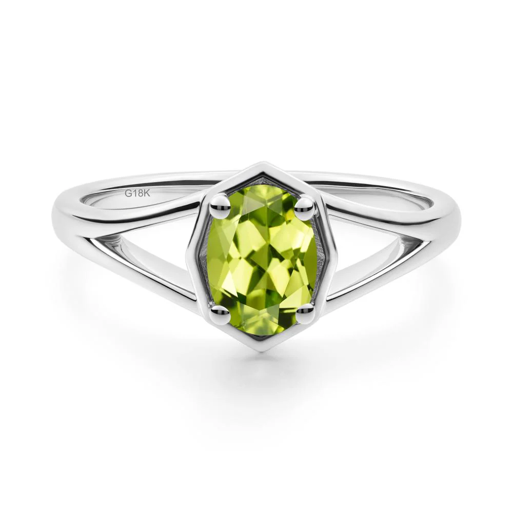 Oval Peridot Split Shank Eengagement Ring - Image 8
