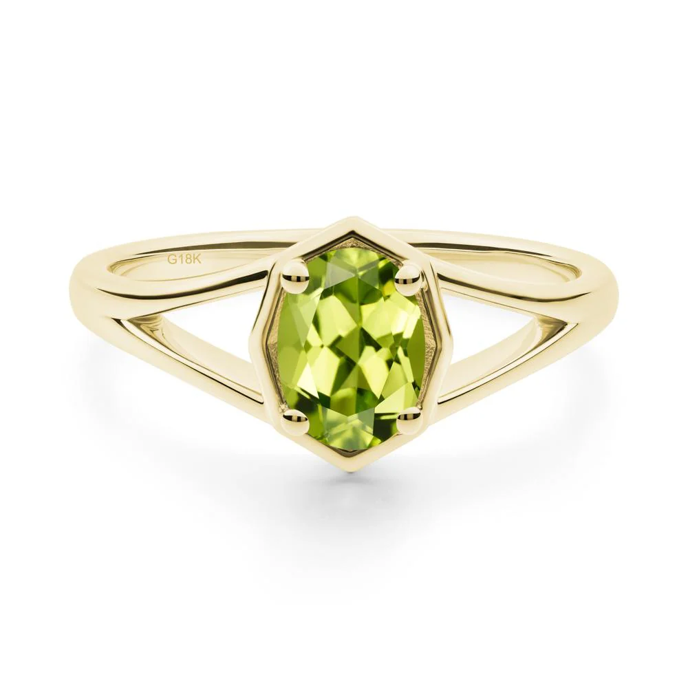 Oval Peridot Split Shank Eengagement Ring - Image 9