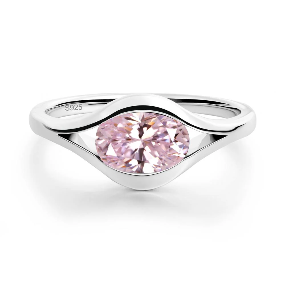 Oval Pink Cubic Zirconia Evil Eye Ring - Image 2