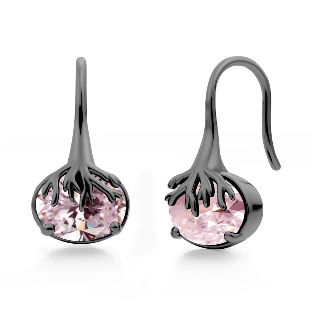 Oval Pink Cubic Zirconia French Hook Earrings - Image 7