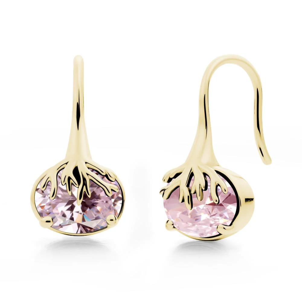 Oval Pink Cubic Zirconia French Hook Earrings - Image 8