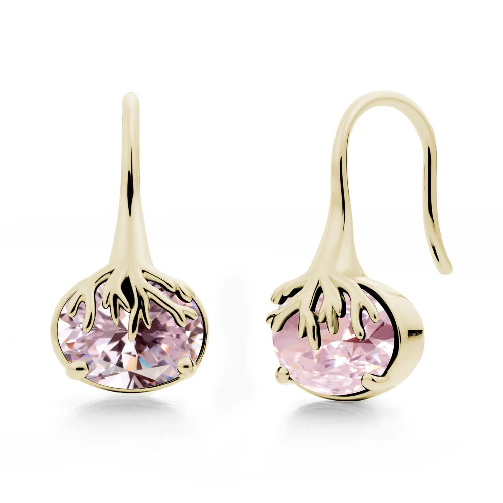 Oval Pink Cubic Zirconia French Hook Earrings - Image 9