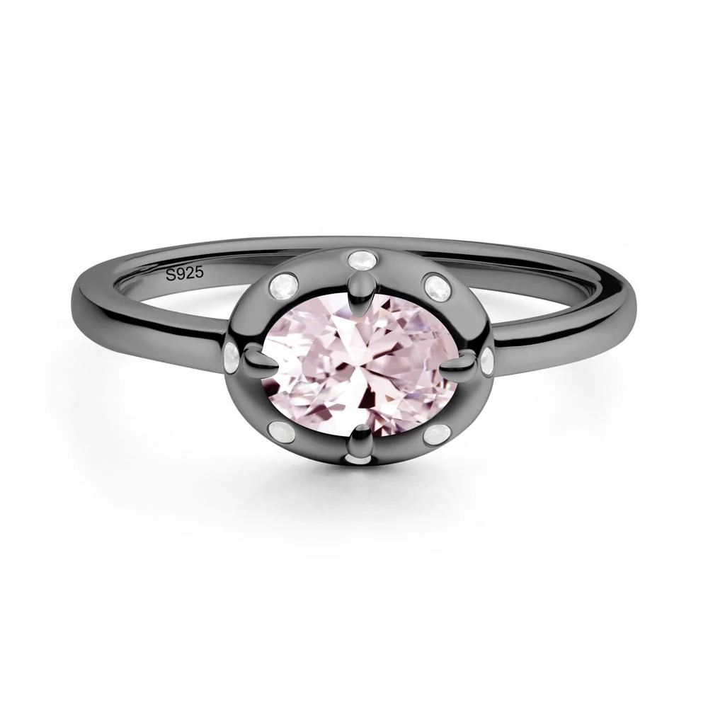 Oval Pink Cubic Zirconia Ring with Faux-Bezel Setting