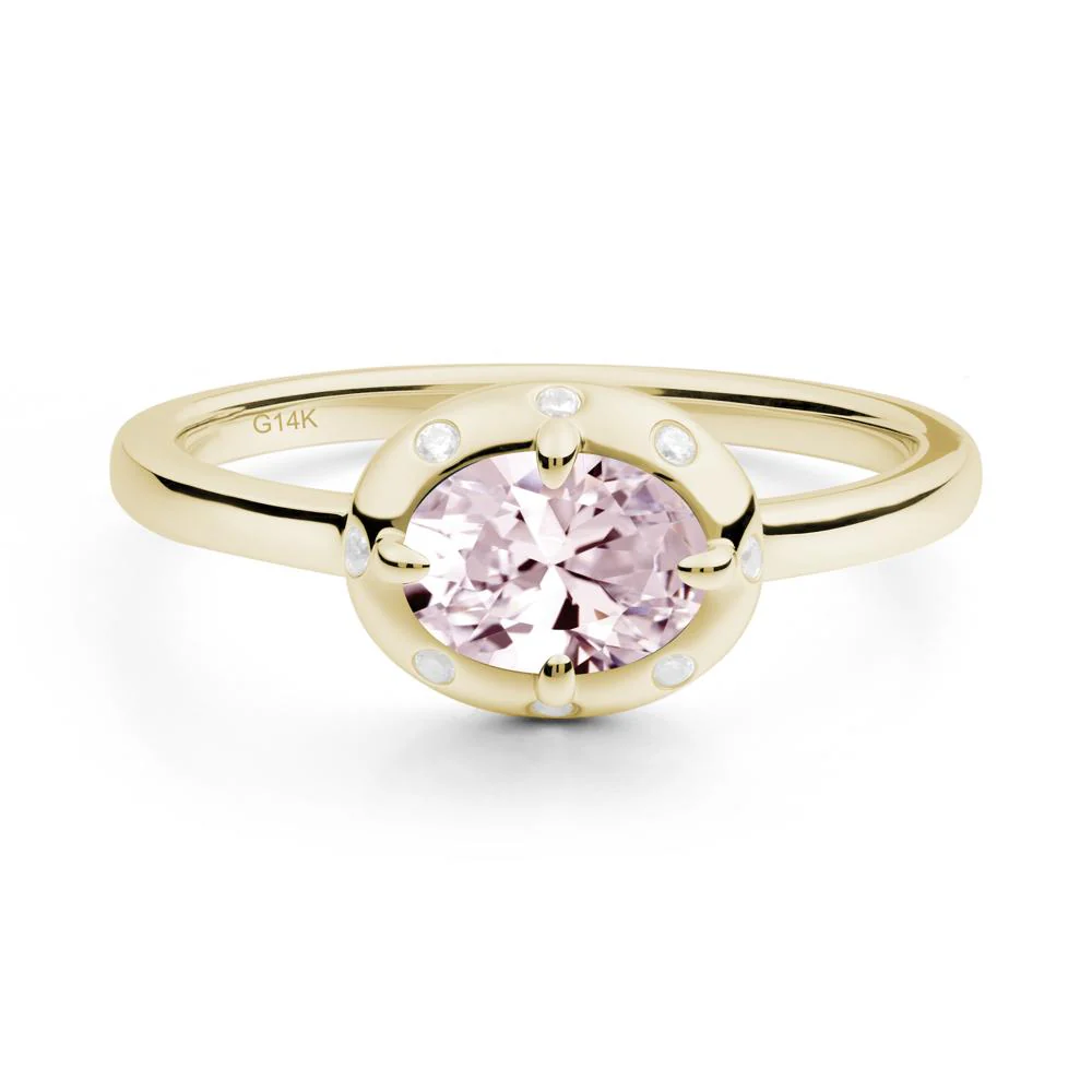 Oval Pink Cubic Zirconia Ring with Faux-Bezel Setting - Image 9