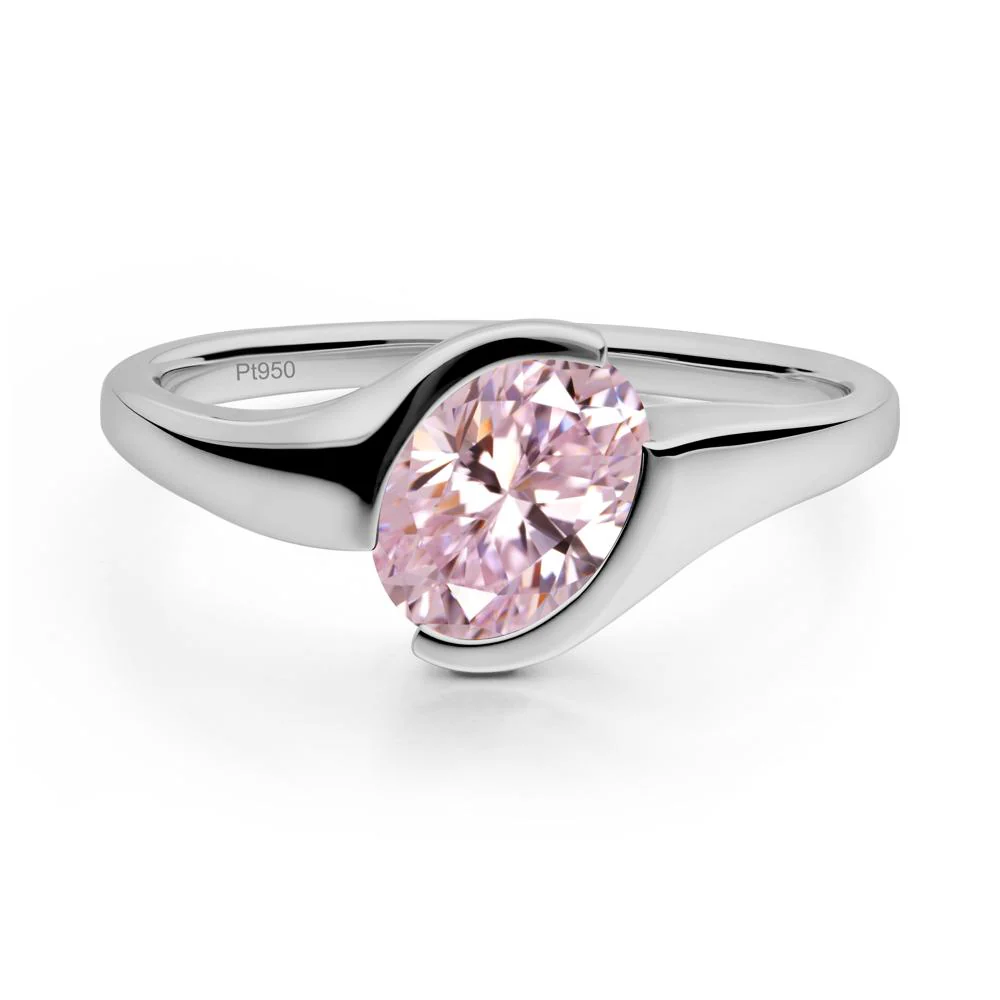 Oval Pink Cubic Zirconia Tension Ring - Image 2