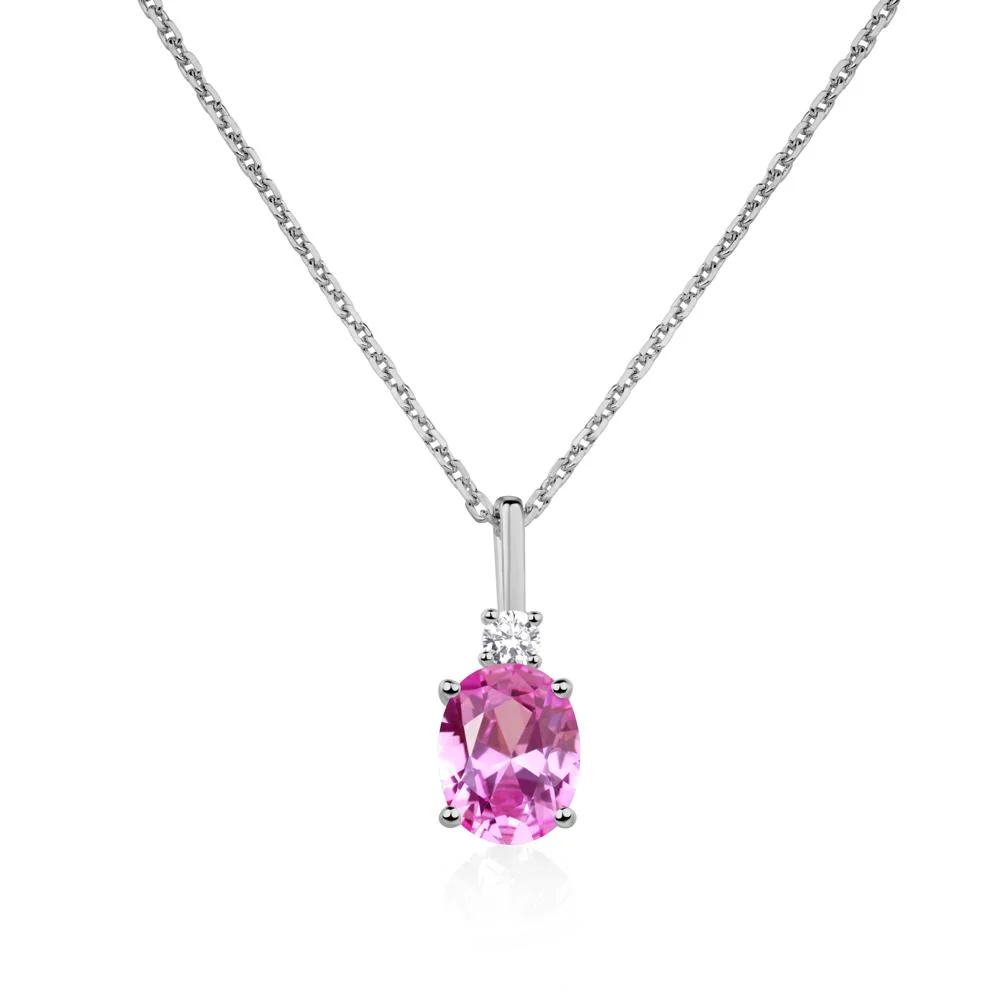 Simple Oval Pink Sapphire Necklace - Image 6