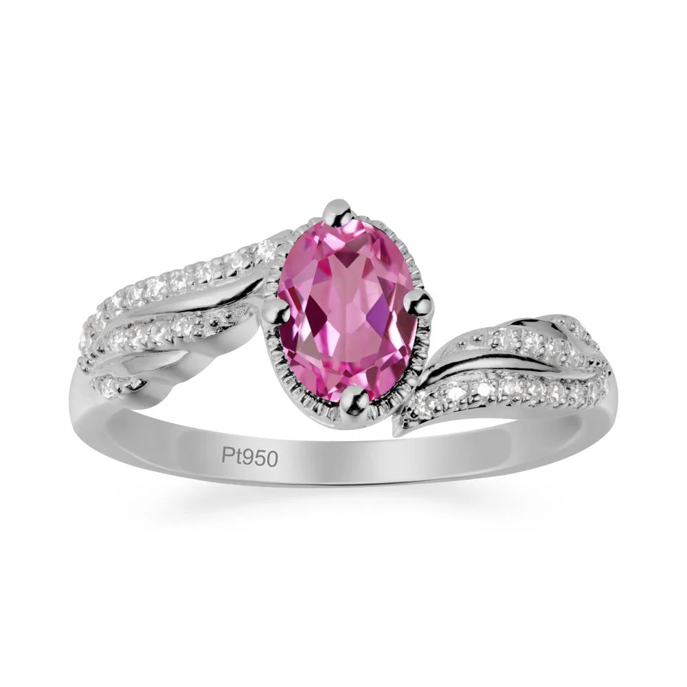 Oval Pink Sapphire Ring with Milgrain Halo - Image 9
