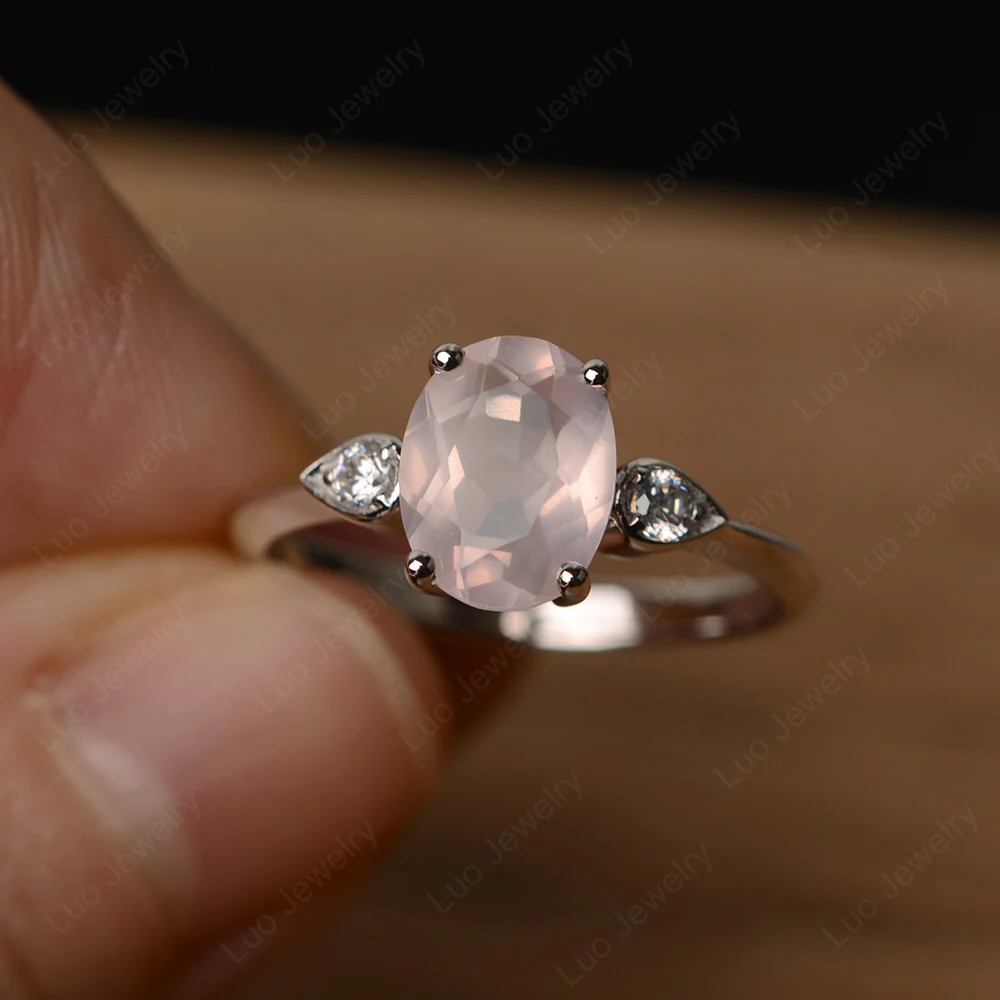 Oval Shaped Rose Quartz Engagement Ring - Image 2