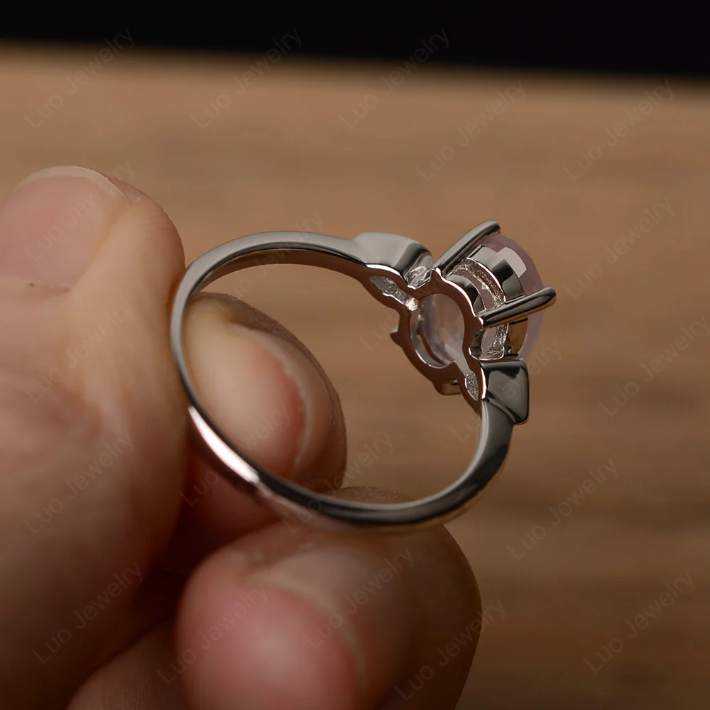 Oval Shaped Rose Quartz Engagement Ring - Image 3