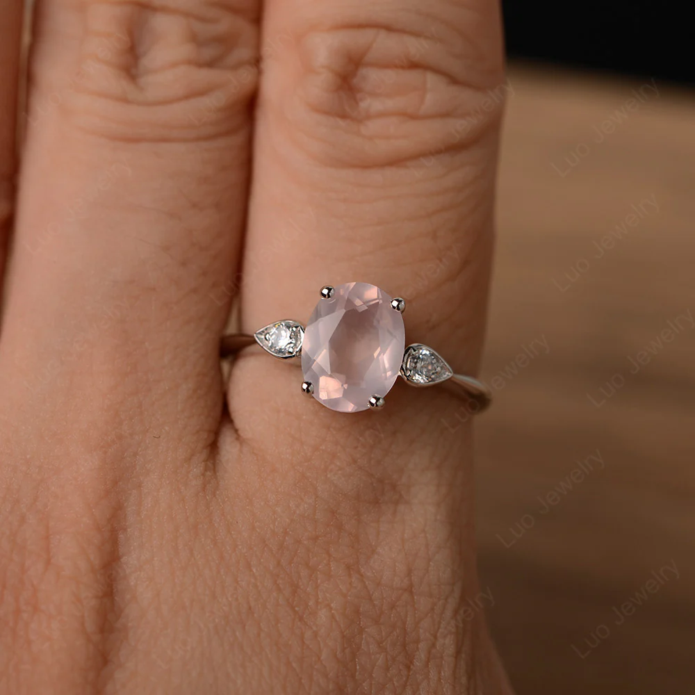 Oval Shaped Rose Quartz Engagement Ring - Image 4