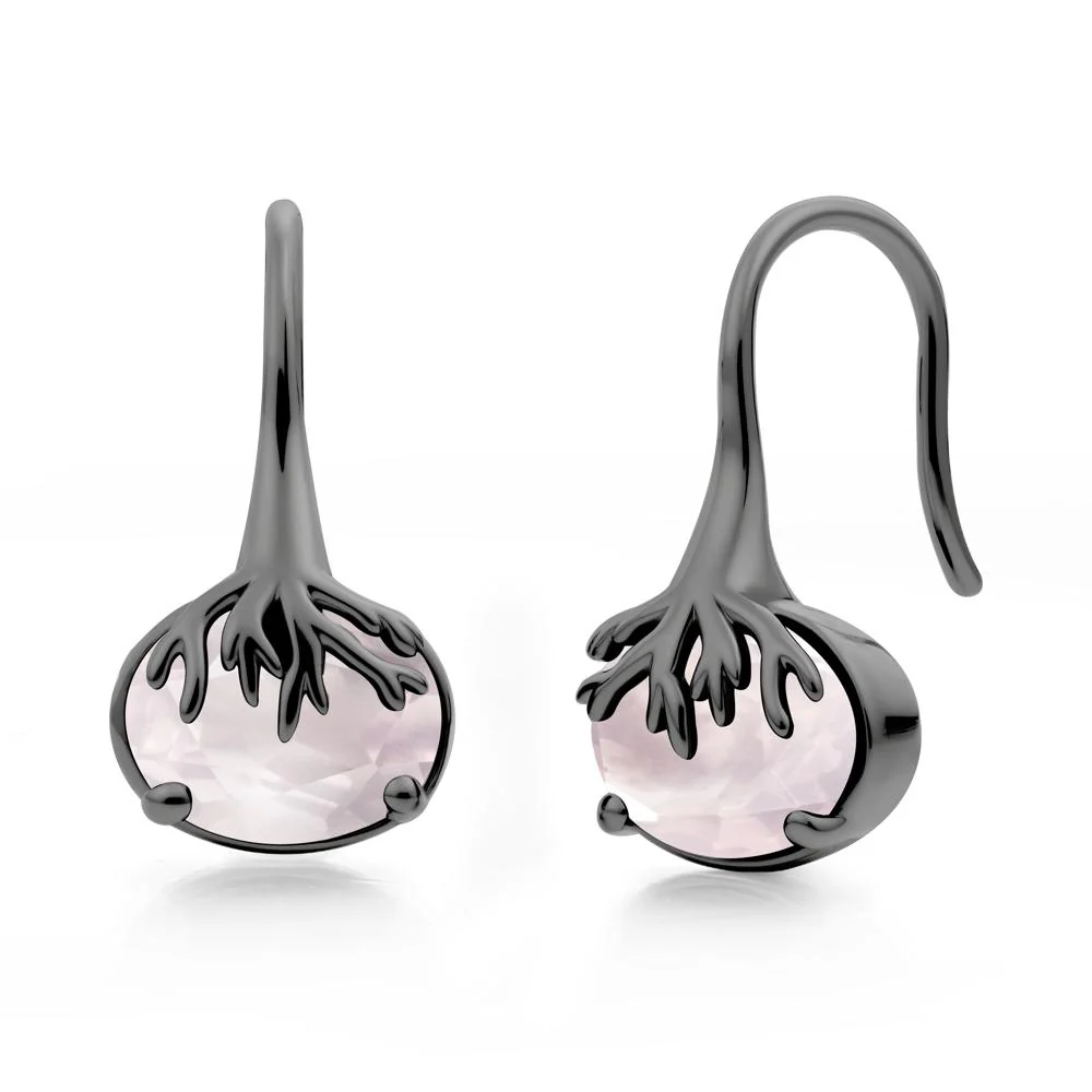 Oval Rose Quartz French Hook Earrings - Image 5