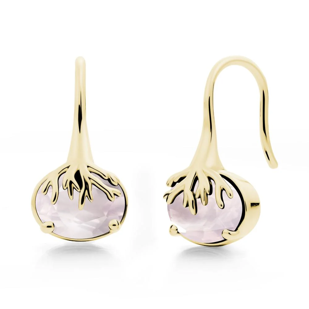 Oval Rose Quartz French Hook Earrings - Image 6