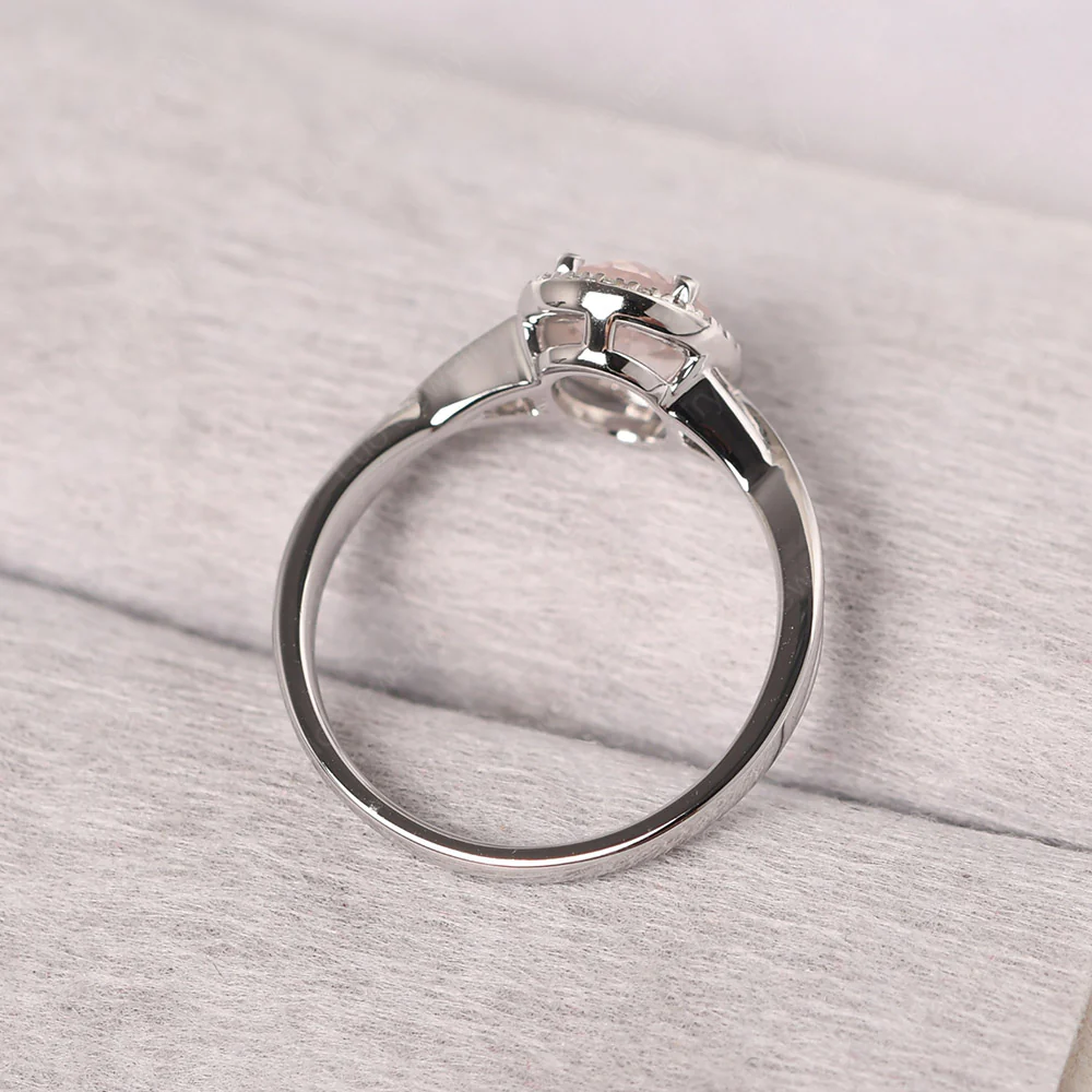 Rose Quartz Oval Halo Ring - Image 3