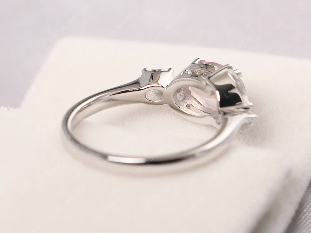 Oval Rose Quartz Cluster Ring - Image 3