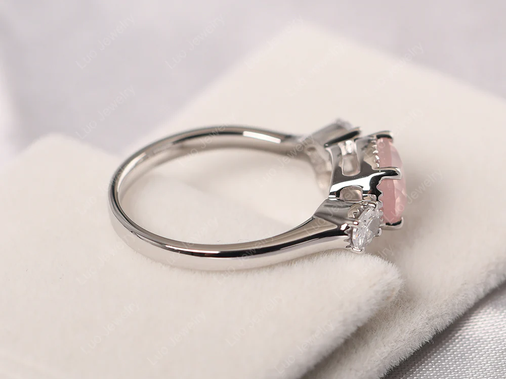 Oval Rose Quartz Cluster Ring - Image 4