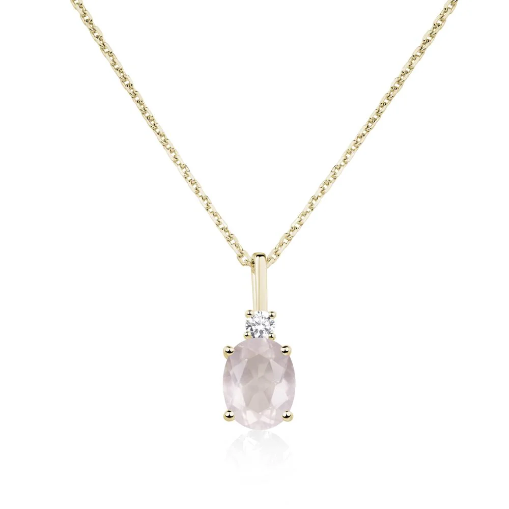 Simple Oval Rose Quartz Necklace - Image 4