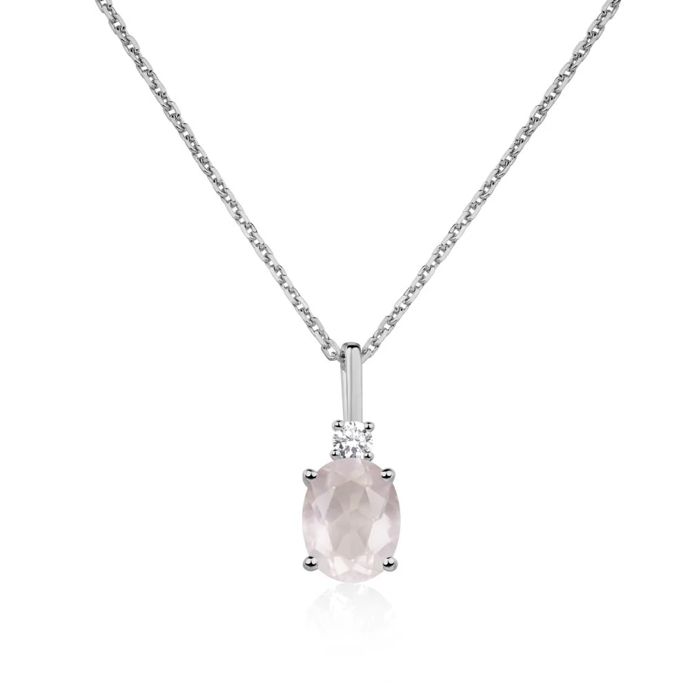 Simple Oval Rose Quartz Necklace - Image 6