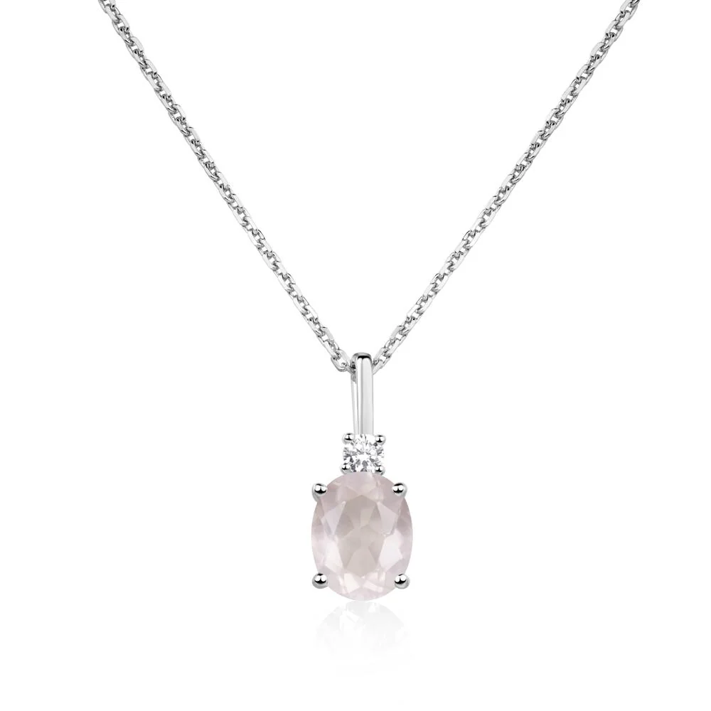 Simple Oval Rose Quartz Necklace - Image 7
