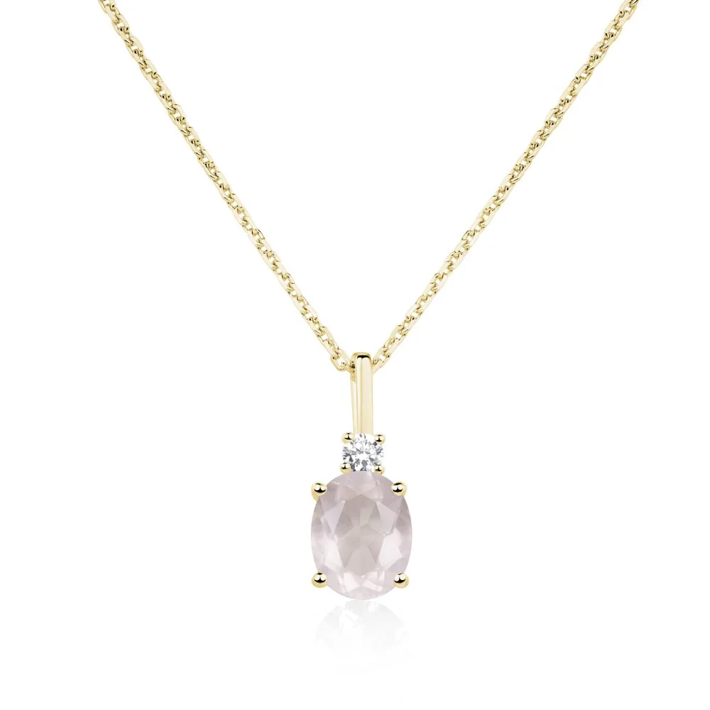 Simple Oval Rose Quartz Necklace - Image 8
