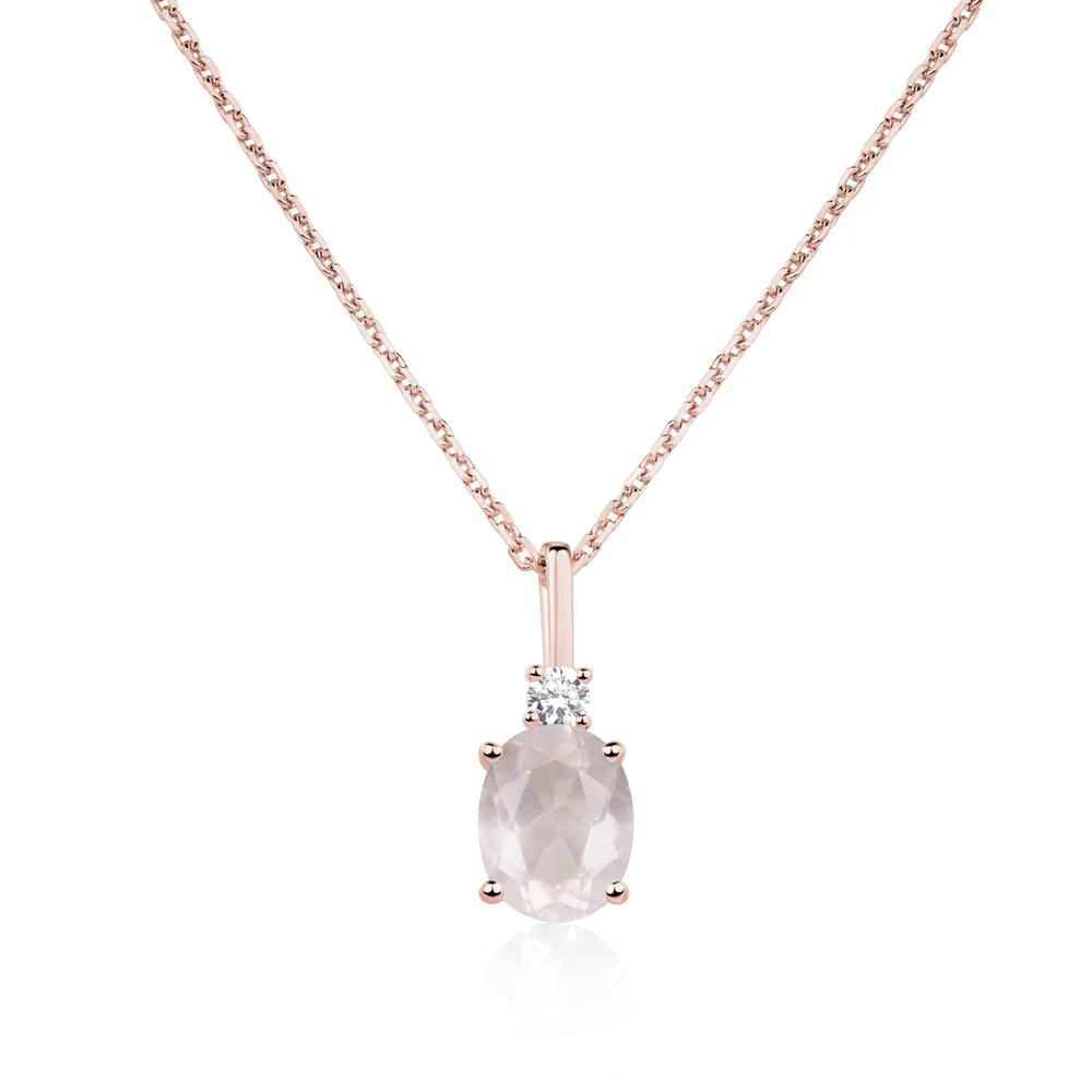 Simple Oval Rose Quartz Necklace - Image 9