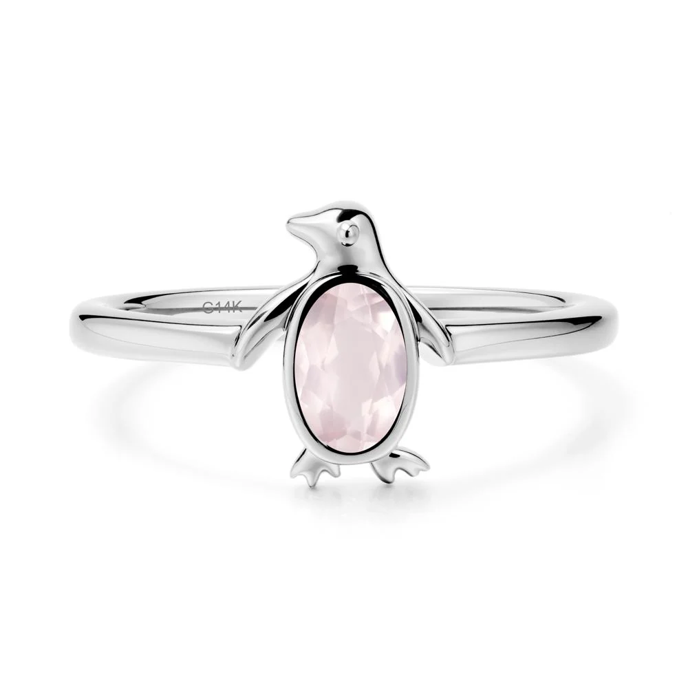 Oval Rose Quartz Penguin Ring - Image 3