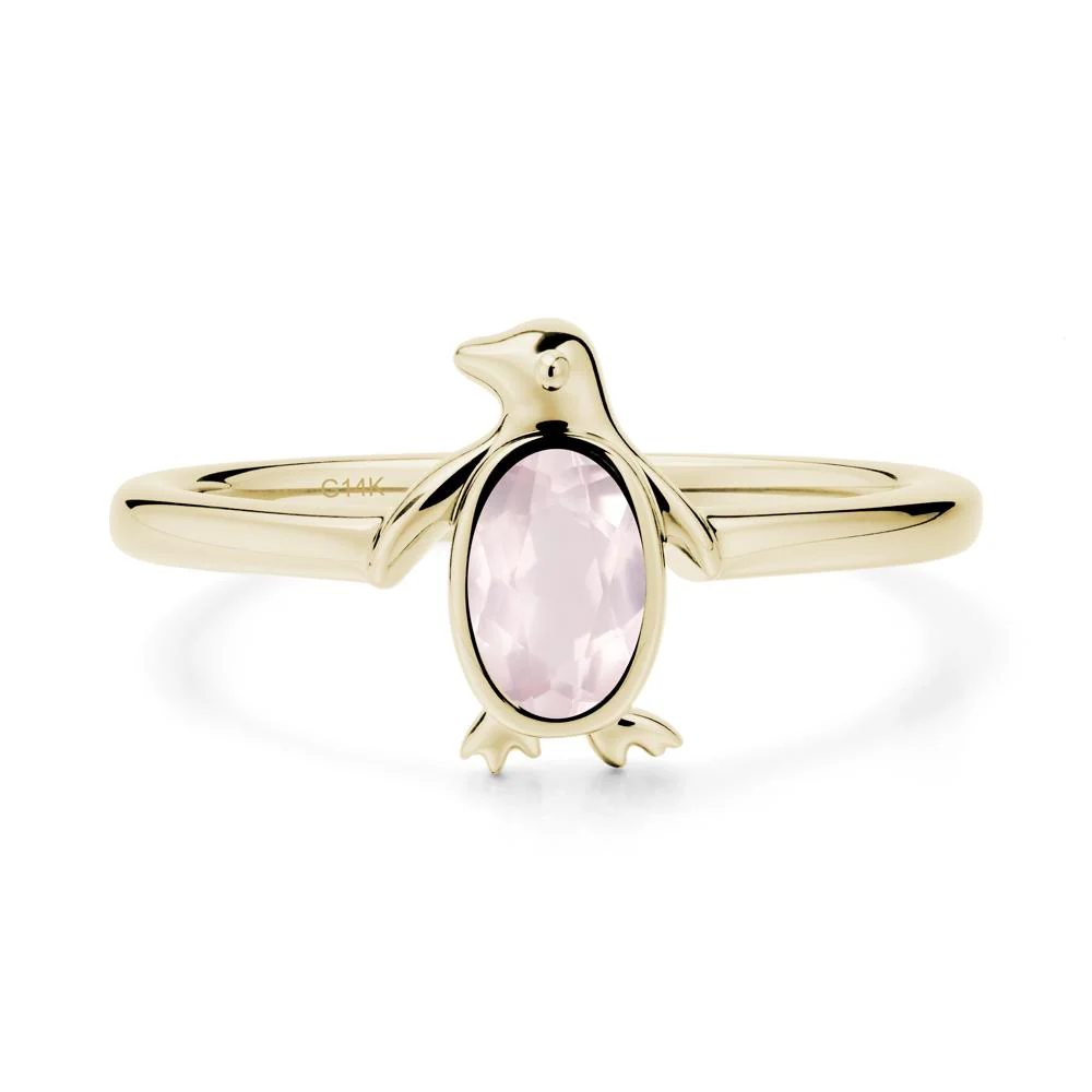 Oval Rose Quartz Penguin Ring - Image 4