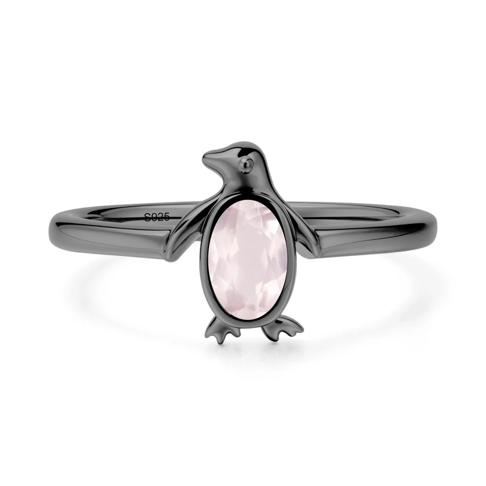 Oval Rose Quartz Penguin Ring - Image 8