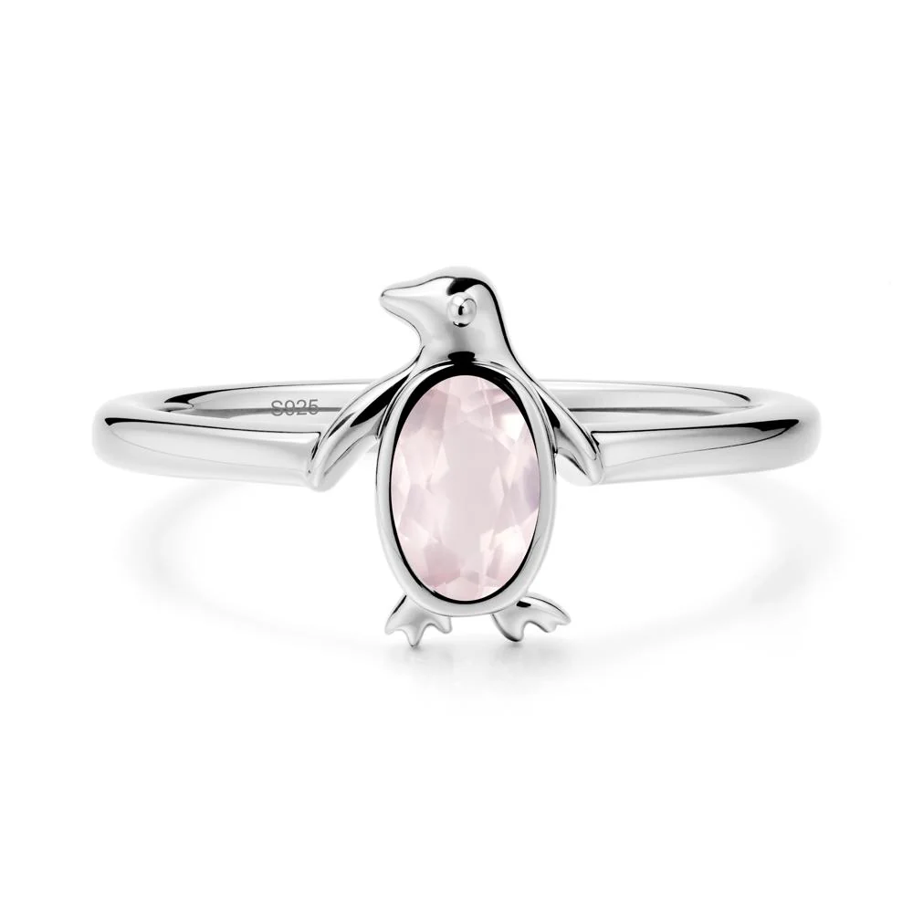 Oval Rose Quartz Penguin Ring - Image 9